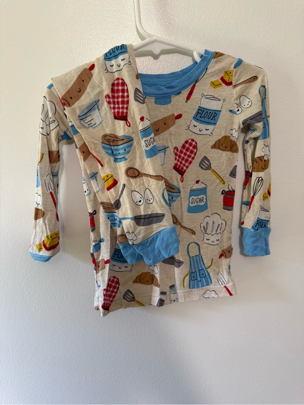 Little Sleepies Baking Print Long Sleeve Set in Beige and Blue